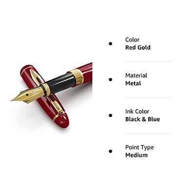 Wordsworth & Black Majesti Fountain Pen, Medium Nib Ink Pen, Red