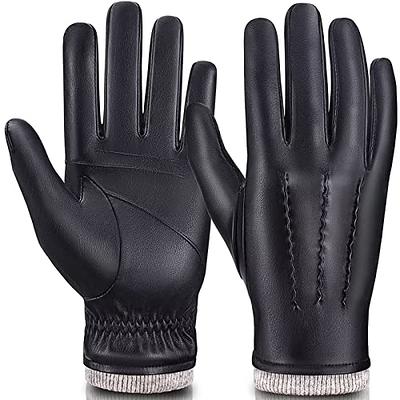 Leather Gloves for Men,Winter Sheepskin Leather Driving Gloves,Touchscreen  Wool Fleece Lined Warm Gloves for Gift 