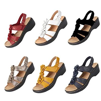 SUMOJIU Women'S Wedge Sandals Platform, Ankle Strap