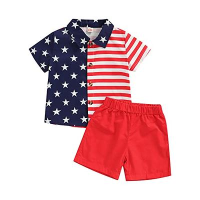 Independence Day Toddler Girl Stripe Stars Print Cami Dress