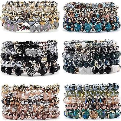 Bohemian Stackable Bead Bracelets for Women Stretch Multilayered Bracelet Set Multicolor Jewelry