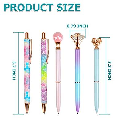 WEMATE 8PCS White Ballpoint Pens Set Metal Crystal Diamond Pen Fancy Pen  for Journaling in Black