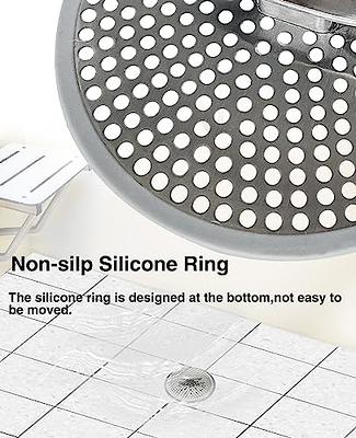 304 Stainless Steel Hair Catcher Shower Drain Cover with Silicone