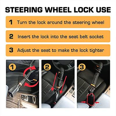 Car Steering Wheel Lock, Seat Belt Lock, Anti-Theft Device, Max 17