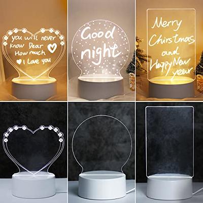 1pc Acrylic Transparent Note Board Night Light, LED Luminous Wipe Board  Night Light, USB Powered Message Board Light, Erasable Writing Board With  Pen Decorative Gift Light