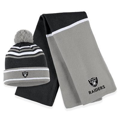 NFL New Era Raiders Black Gray White Striped LOGO Beanie Winter Stocking Hat