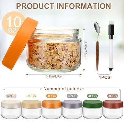 4pcs, Overnight Oats Containers With Lids And Spoons, 10oz Glass Overnight  Oats Jars With Measurements, Overnight Oatmeal Jars, Food Storage Mason Jar