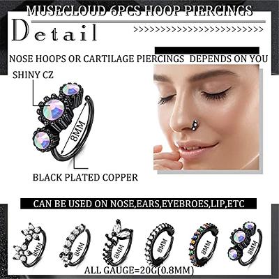 Pack of 4 Nose Hoop Rings Star Design 20G Annealed Surgical Steel - bvno-03
