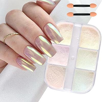 PrettyDiva Pearl Chrome Nail Powder - 2 Colors Pearl Powder Ice Transparent  Aurora Chrome Nail Powder, High Gloss Pearlescent Iridescent Glitters  Powder Metallic Pigment for Nails ice pearl