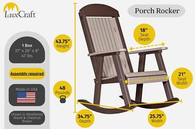 WestinTrends Malibu Outdoor Rocking Chair, All Weather Poly Lumber  Adirondack Rocker Chair with High Back, 350 Lbs Support Patio Rocking Chair  for Porch Deck Garden Lawn, Weathered Wood 