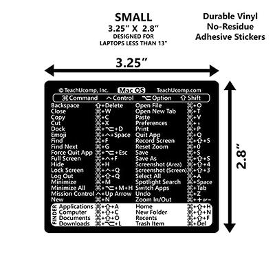 Mac OS Keyboard Shortcut Vinyl Decal Sticker MacBook, Air, Pro, M1