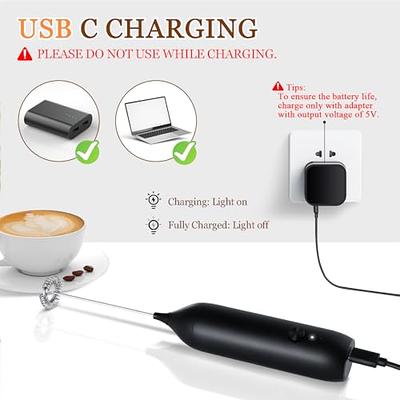 Rechargeable Milk Frother Handheld with USB-C Cable, Electric Drink Mixer  with S/S Whisk, 14000RPM Electric Whisk/Coffee Frother for Latte, Matcha,  Protein Powder, Hot Chocolate (Black) - Yahoo Shopping