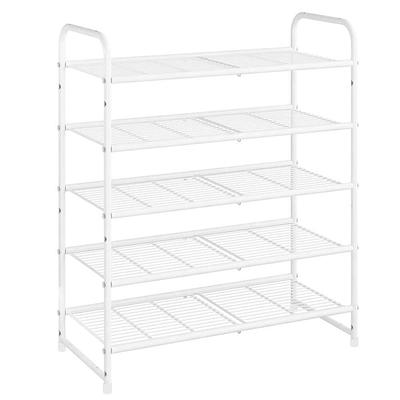 47 in. H 30-Pair 8-Tier Black Metal Shoe Rack