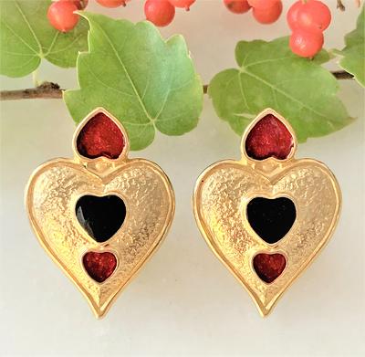 Gold and Red Resin Earrings
