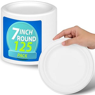 100% Compostable 9 Inch Paper Plates [125-Pack] Heavy-Duty