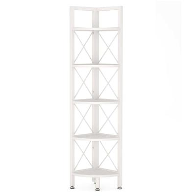 Tribesigns Industrial 5 Tier Corner Shelf/Bookshelf /Bookcase/Plant Stand - White