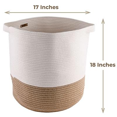 OIAHOMY Laundry Hamper-Laundry Basket,Tall Cotton Storage Basket with  Handles,Decorative Blanket Basket for Living room,Collapsible Large Basket  for