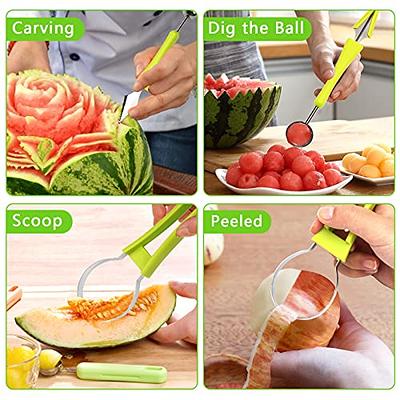 3pcs Stainless Steel Melon Baller Scoop Set, 3-in-1 Fruit Carving Tools,  Watermelon Cutter, Seed Remover, Pulp Separator