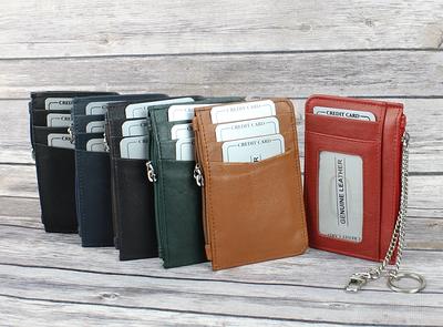 Wise Owl Accessories Genuine Leather Trifold Wallets for Men Travel Slim Front Pocket RFID Blocking Card Wallet