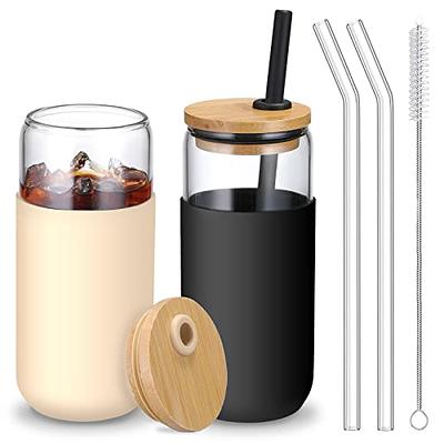 20 OZ Glass Cups with Bamboo Lids and Straws - Beer Can Shaped Drinking  Glasses with Silicone Protective Sleeve Set for Iced Coffee, Water,  Smoothie, Boba Tea, Gift, 2 Colors - Yahoo Shopping