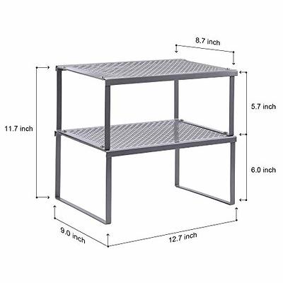 SONGMICS Cabinet Shelf Organizers Set of 2 Kitchen Counter Shelves Silver 