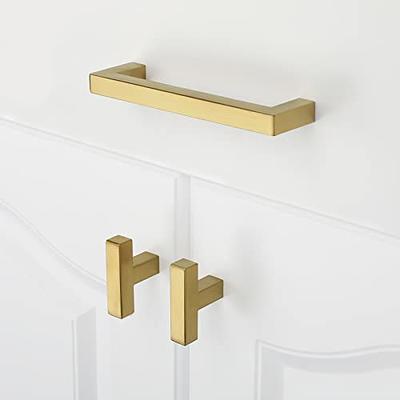 Goldenwarm Cabinet Pulls Brushed Brass Square Drawer Pulls Cabinet