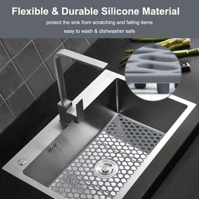 Silicone Sink Protector Mat 24.8x13, Single Bowl Sink Protectors for  Kitchen Sink Tray, Center Drain Kitchen Sink Mat for Bottom of Sink Liner,  Sink