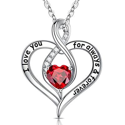  IDOXE Queen of Hearts Necklace 925 Sterling Silver Chain  January Birthstone Red Heart Toy Princess Halloween Accessories Jewelry  Valentine's Gift for Her (Red January): Clothing, Shoes & Jewelry