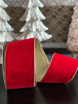 Christmas Velvet and Metallic Back Wired Ribbon, 2-1/2-Inch 10