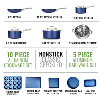 Granitestone Blue 15 Pc Pots and Pans Set Nonstick Cookware Set