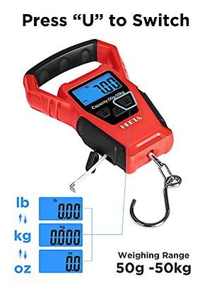 HEETA Waterproof Fish Scale Digital with Backlit LCD Display, 110lb/50kg  Portable Hanging Scale Fishing Scale for Home and Outdoor, Measuring Tape  and 2 AAA Batteries Included (Red) - Yahoo Shopping