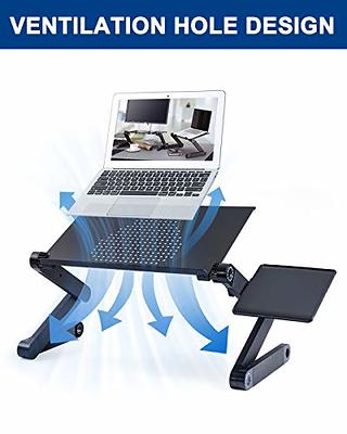 LORYERGO Adjustable Laptop Desk with Cushion, Mouse Pad & Cellphone Slot -  Laptop Stand for Bed & Couch, Riser for Home & Office