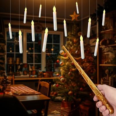 Flameless Floating Candles with Magic Wand Remote for Halloween  Decorations, Indoor Christmas Home Decor, Flickering Warm Light, Battery  Operated LED
