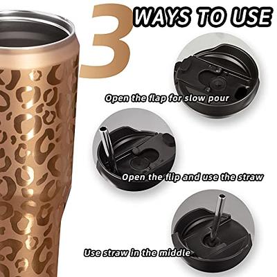 Meoky 24oz Travel Mug, Triple Insulated Stainless Steel Tumbler with Handle  and 2-in-1 Straw and Sip Lid, 100% Leak Proof, Keeps Cold for 24 Hours or