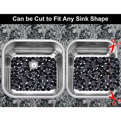 Upgraded Silicone Kitchen Sink Mat 28x14 Sink Protectors with Rear Drain  Gray