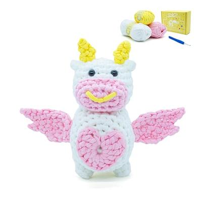 Chiikimu Crochet Kit for Beginner with Beginner Easy Yarn, Beginner Crochet  Kit for Adults Kids with Step-by-Step Video Tutorial, Learn to Crochet  Animal, Flying Cow (40%+ Yarn Content) - Yahoo Shopping