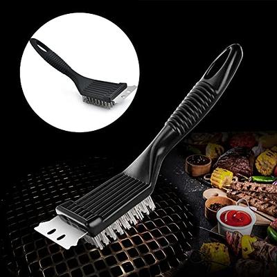 Barbeque BBQ Grill Brush Brass Bristles & Scraper Tool Long Handle Cooking  New !