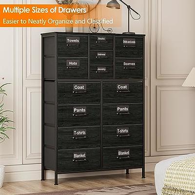 Black Dresser with 6 Drawers for Bedroom, Narrow Tall Chest of Drawers  Storage Tower Clothes Organizer for Living Room