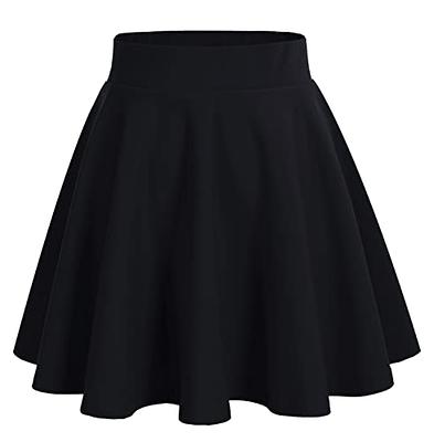 [Plus size] Classic A-line medium pleated skirt - Black / M
