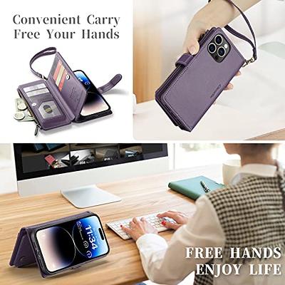  CUSTYPE for iPhone 14 Pro Max Case Wallet with Card Holder for  Women, Crossbody Zipper Case with Strap Wrist, Protective Leather Case  Purse with Ring for Apple iPhone 14 Pro Max
