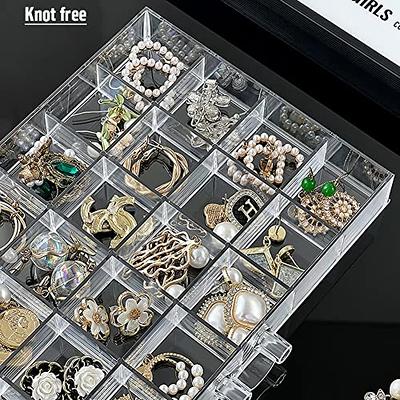 Frebeauty Extra Large Acrylic Jewelry Box for Women 5 Layers Clear, Beige
