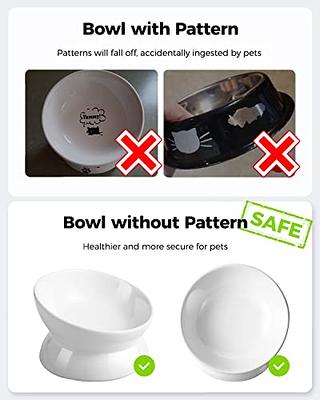 MSBC Raised Cat Bowl with Bamboo Stand, Elevated Pet Feeder with 2 Melamine  Bowls, Tilted Food and Water Cat Feeding Dish, Protect Pet's Spine