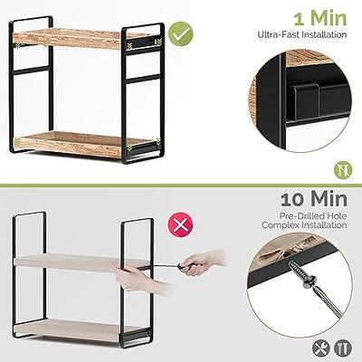 HAMITOR Adjustable 2-Tier Bathroom Countertop Organizer: No Screws Quick  Installation Solid Wood Vanity Trays Standing Cosmetic Storage Shelf for  Bath