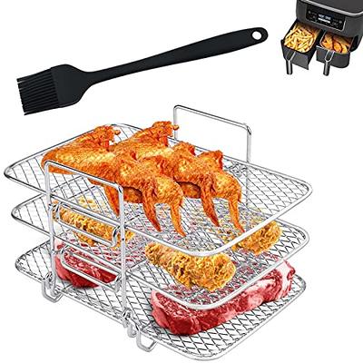 3-Layer Air Fryer Stackable Rack, 304 Stainless Steel Basket Tray