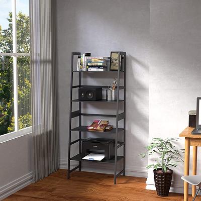 BYBLIGHT 56.5 in. White Wood 5-Shelf Ladder Bookcase Modern Bookshelf with  5-Tier Shelves BB-C0262GX - The Home Depot