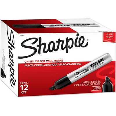 4 PK) Sharpie KING SIZE BLACK LARGE CHISEL TIP PERMANENT MARKER, 15101PP