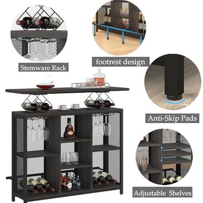 Bar Unit, 3-Tier Bar Table Liquor Cabinet with Stemware Rack and Metal  Footrest Wine Rack - N/A - Yahoo Shopping