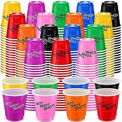 Lilymicky 300 PACK 2 oz Plastic Shot Glasses, Red Disposable Shot Cups,  Mini Red Shot Cups, 2 oz Party Cups for Christmas Party