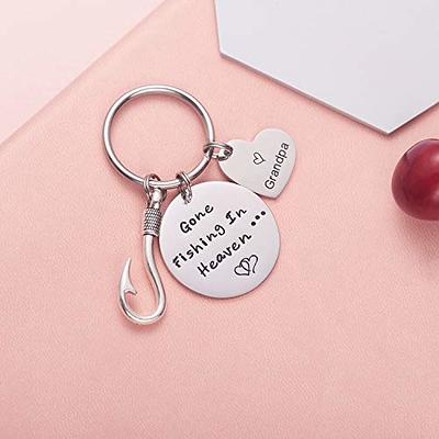 Solid Stainless Steel Tag Inspirational Keychain by Pink Box Silver / to Grandpa from Granddaughter