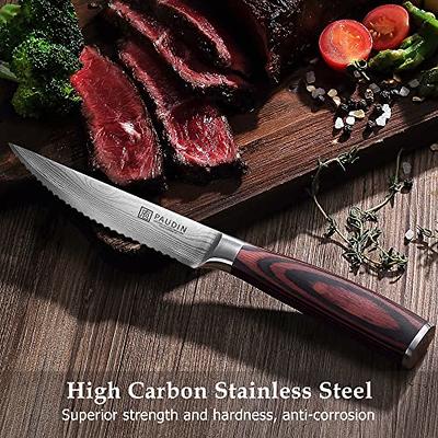 PAUDIN Steak Knives Set of 6, Kitchen Steak Knife 4.5 Inch, High Carbon  Stainless Steel Steak Knives, Serrated Steak Knife with Pakkawood Handle,  Dinner Knives with Gift Box - Yahoo Shopping